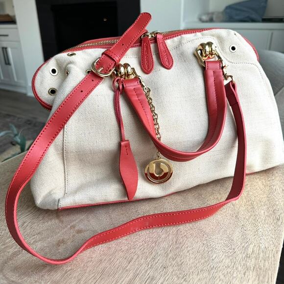 Charles Jourdan Canvas and Leather Satchel - Excellent Preowned Condition - Picture 1 of 12
